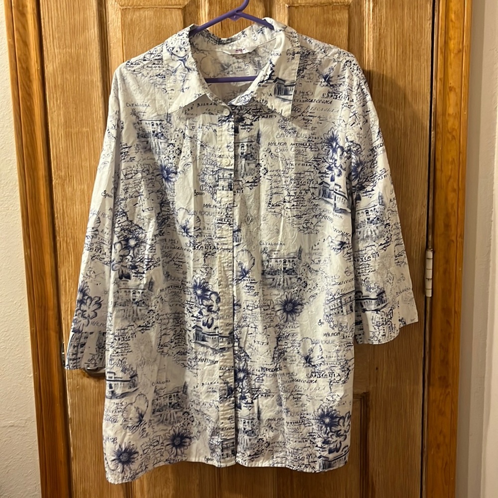 Unique Navy and White Blouse